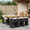 Image de vidaXL Ensemble à manger de jardin coussins 7pcs Noir Résine tressée