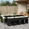Image de vidaXL Ensemble à manger de jardin 9pcs coussins noir résine tressée