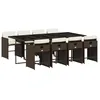 Image de vidaXL Ensemble à manger de jardin et coussins 9 pcs marron poly rotin