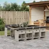 Image de vidaXL Ensemble à manger de jardin et coussins 9 pcs gris clair rotin