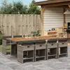Image de vidaXL Ensemble à manger de jardin 9 pcs coussins gris résine tressée