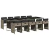 Image de vidaXL Ensemble à manger de jardin 11pcs avec coussins gris poly rotin