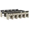 Image de vidaXL Ensemble à manger de jardin 11pcs avec coussins gris poly rotin