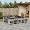 Image de vidaXL Ensemble à manger de jardin 11pcs avec coussins gris poly rotin