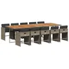 Image de vidaXL Ensemble à manger de jardin 11pcs avec coussins gris poly rotin