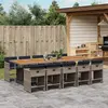 Image de vidaXL Ensemble à manger de jardin 11pcs avec coussins gris poly rotin