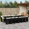 Image de vidaXL Ensemble à manger de jardin 13 pcs coussins noir résine tressée