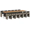 Image de vidaXL Ensemble à manger de jardin coussins 13 pcs gris résine tressée