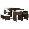 Image de vidaXL Ensemble à manger de jardin et coussins 9 pcs marron poly rotin