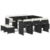 Image de vidaXL Ensemble à manger de jardin 11 pcs coussins noir résine tressée
