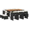 Image de vidaXL Ensemble à manger de jardin 11 pcs coussins noir résine tressée