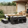 Image de vidaXL Ensemble à manger de jardin 11 pcs coussins noir résine tressée