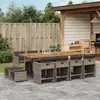 Image de vidaXL Ensemble à manger de jardin coussins 13 pcs gris résine tressée