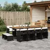 Image de vidaXL Ensemble à manger de jardin 13 pcs coussins noir résine tressée