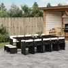 Image de vidaXL Ensemble à manger de jardin 15 pcs coussins noir résine tressée
