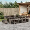 Image de vidaXL Ensemble à manger de jardin 15 pcs coussins gris résine tressée