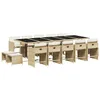 Image de vidaXL Ensemble à manger de jardin et coussins 15 pcs beige