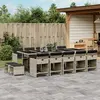 Image de vidaXL Ensemble à manger de jardin et coussins 15 pcs gris clair rotin