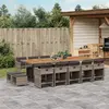 Image de vidaXL Ensemble à manger de jardin 15 pcs coussins gris résine tressée