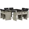 Image de vidaXL Ensemble à manger de jardin et coussins 9 pcs gris clair rotin