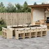 Image de vidaXL Ensemble à manger de jardin et coussins 15 pcs beige