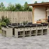 Image de vidaXL Ensemble à manger de jardin et coussins 15 pcs gris clair rotin