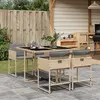 Image de vidaXL Ensemble à manger de jardin coussins 5 pcs mélange beige rotin