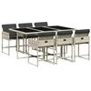 Image de vidaXL Ensemble à manger de jardin et coussins 7 pcs gris clair rotin