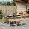 Image de vidaXL Ensemble à manger de jardin coussins 7 pcs mélange beige rotin