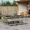 Image de vidaXL Ensemble à manger de jardin et coussins 9 pcs gris clair rotin