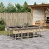 Image de vidaXL Ensemble à manger de jardin et coussins 11 pcs mélange beige