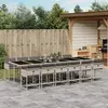 Image de vidaXL Ensemble à manger de jardin et coussins 13 pcs gris clair rotin