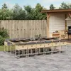 Image de vidaXL Ensemble à manger de jardin coussins 13 pcs mélange beige rotin