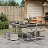 Image de vidaXL Ensemble à manger de jardin et coussins 9 pcs gris clair rotin