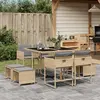 Image de vidaXL Ensemble à manger de jardin et coussins 9 pcs mélange beige