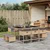 Image de vidaXL Ensemble à manger de jardin et coussins 11 pcs mélange beige