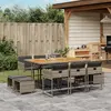 Image de vidaXL Ensemble à manger de jardin 11pcs avec coussins gris poly rotin