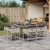 Image de vidaXL Ensemble à manger de jardin et coussins 9 pcs gris clair rotin