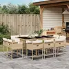 Image de vidaXL Ensemble à manger de jardin et coussins 11 pcs beige poly rotin