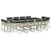 Image de vidaXL Ensemble à manger de jardin et coussins 13 pcs gris clair rotin
