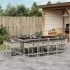 Image de vidaXL Ensemble à manger de jardin et coussins 13 pcs gris clair rotin