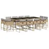 Image de vidaXL Ensemble à manger de jardin et coussins 13 pcs mélange beige