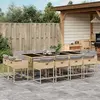 Image de vidaXL Ensemble à manger de jardin coussins 13 pcs mélange beige rotin