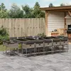 Image de vidaXL Ensemble à manger de jardin 15 pcs coussins gris résine tressée