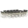 Image de vidaXL Ensemble à manger de jardin et coussins 15 pcs gris clair rotin