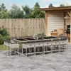 Image de vidaXL Ensemble à manger de jardin et coussins 15 pcs gris clair rotin