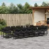 Image de vidaXL Ensemble à manger de jardin 17 pcs coussins noir résine tressée