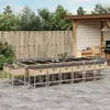 Image de vidaXL Ensemble à manger de jardin et coussins 17 pcs mélange beige
