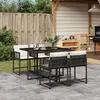 Image de vidaXL Ensemble à manger de jardin coussins 5pcs Noir Résine tressée