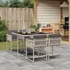 Image de vidaXL Ensemble à manger de jardin et coussins 5 pcs gris clair rotin
